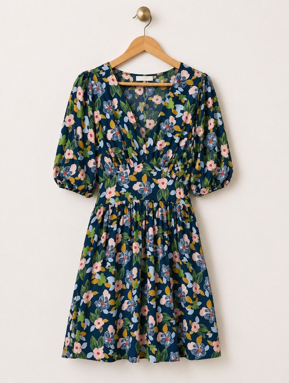 Trovata Birds of Paradis Floral Gia Floral Puff Sleeve Mini Dress NWT